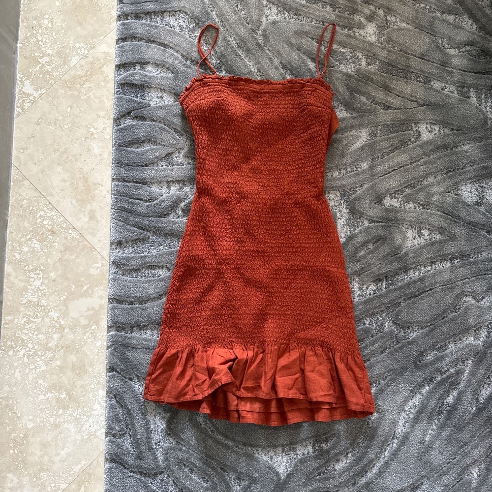 Rust color mini dress